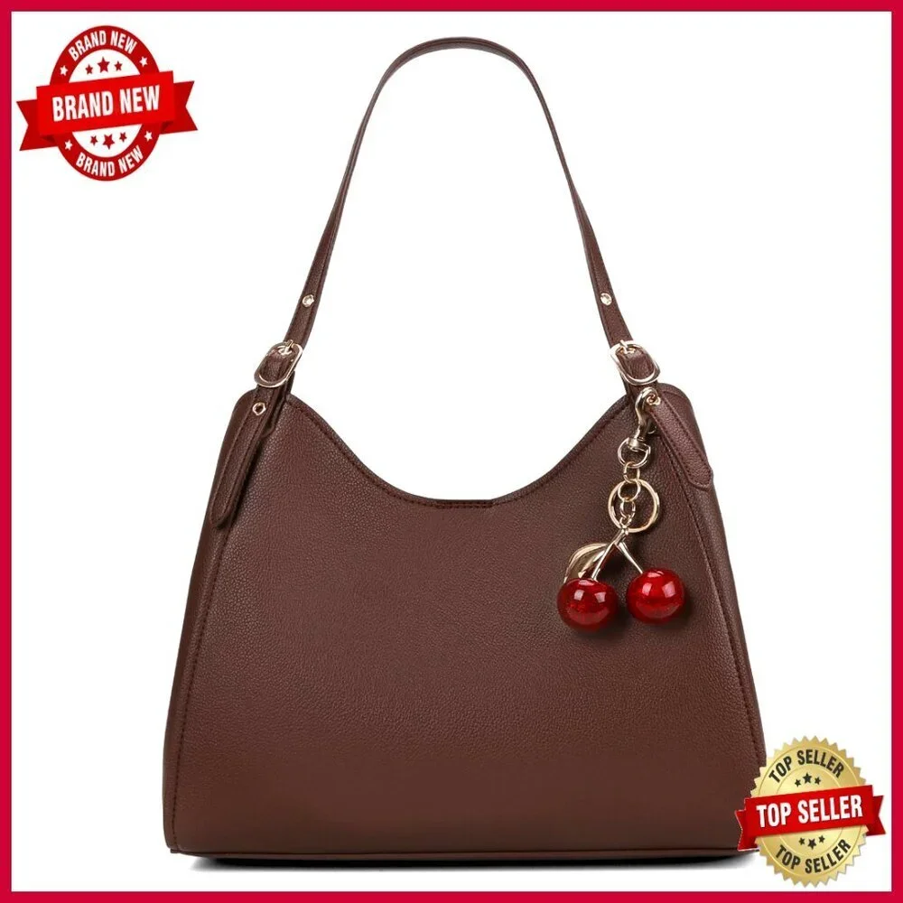 Large Capacity Faux Leather Tote Hobo Shoulder Bag for Work Shopping